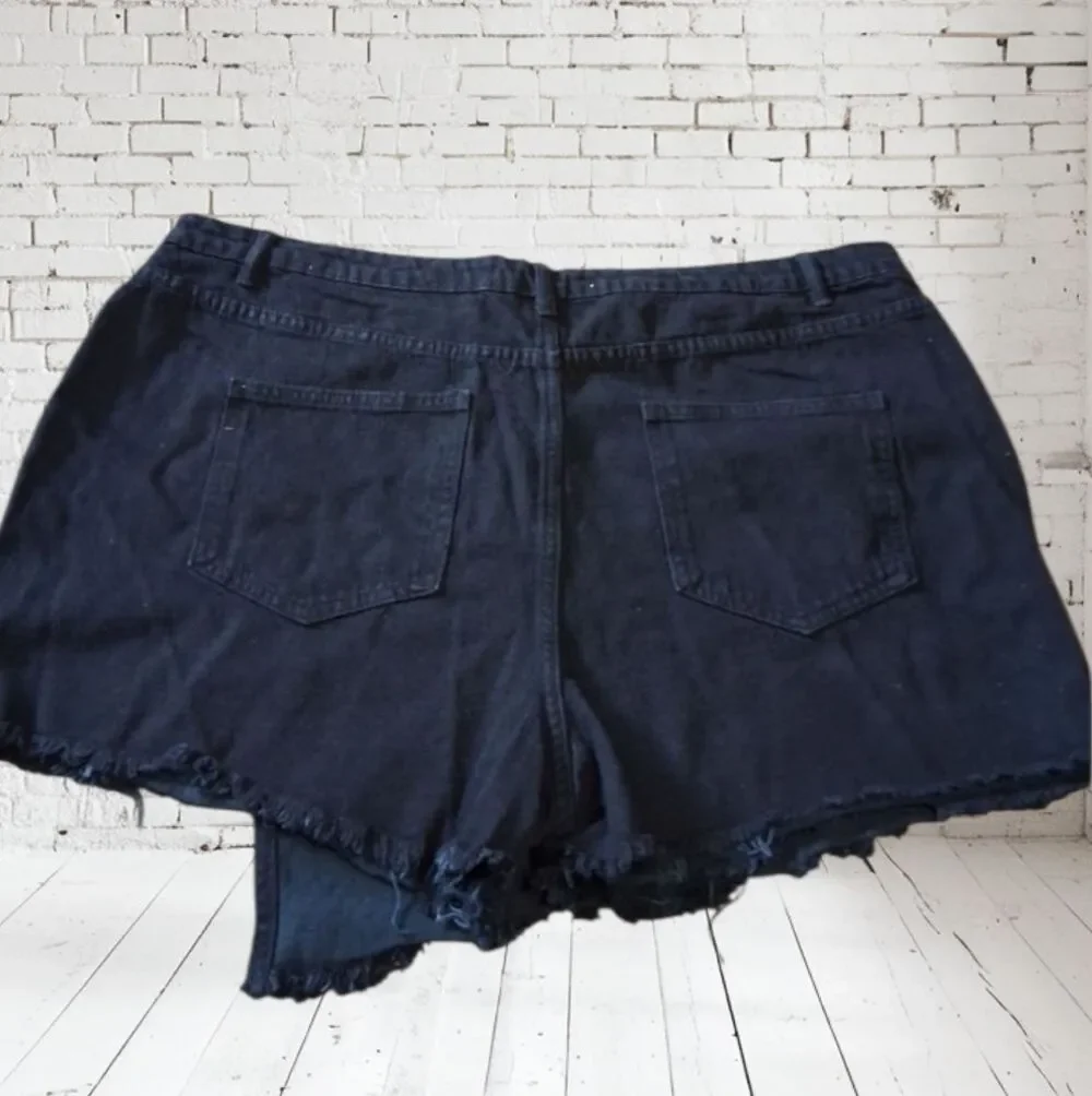 Highway Jeans Womens Skort Size 20W Black Denim Distressed Raw Hem Cotton New